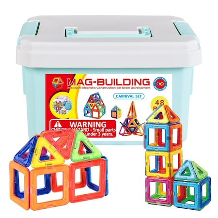Zunammy Kids Magnetic Building Blocks Tile Set - 48 Piece FS1067